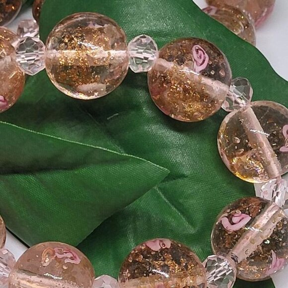 New, Pink Murano Style Glass, Beaded Necklace in Silverstone, 20 inches - Picture 5 of 7